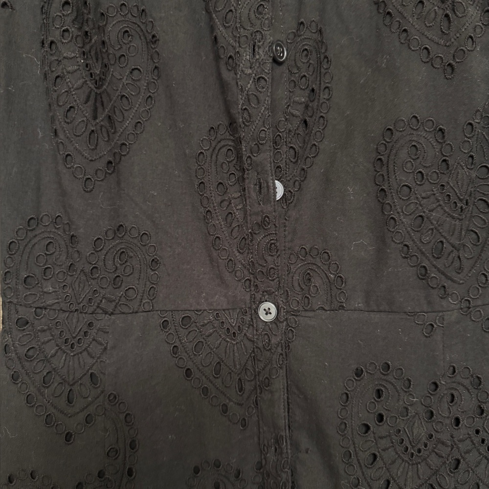 Boden Black Eyelet Button-Front Midi Dress - Picture 14 of 14